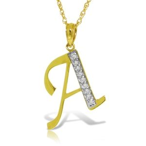 14K GOLD NECKLACE  DIAMONDS INITIAL "A" PEDANT
